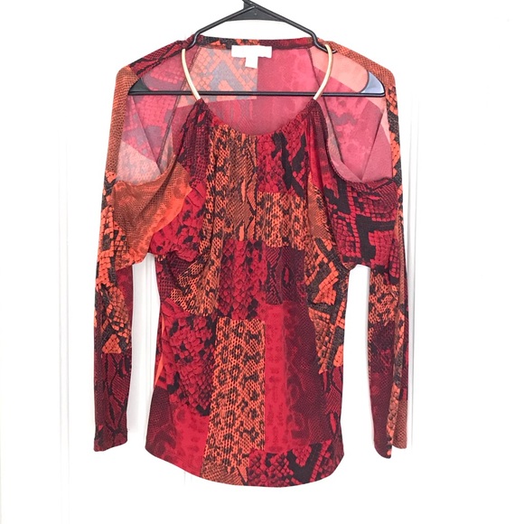 MICHAEL Michael Kors Tops - MMK Michael Kors Cold Shoulder Animal Print Top